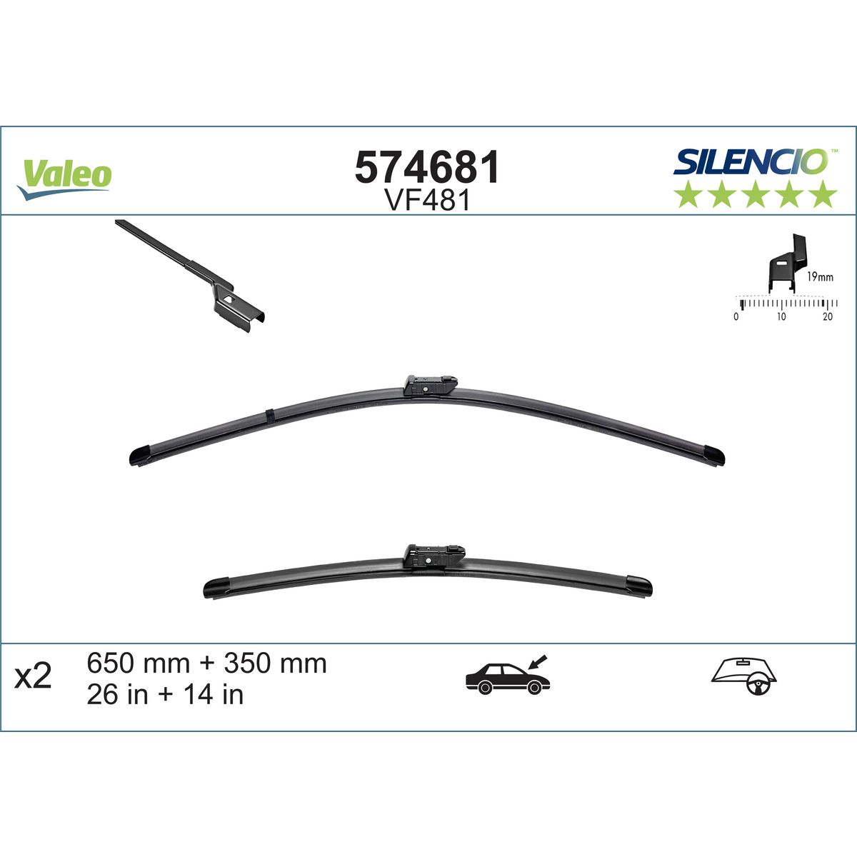 Valeo Silencio Wiper Blade Set Front VF481 574681