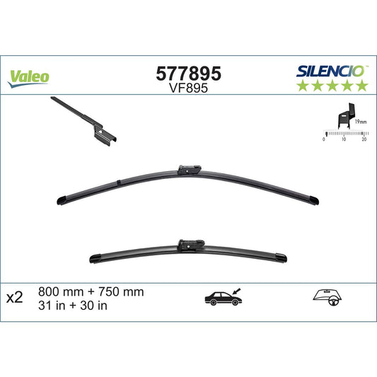 Valeo Silencio Wiper Blade Set Front VF895 577895