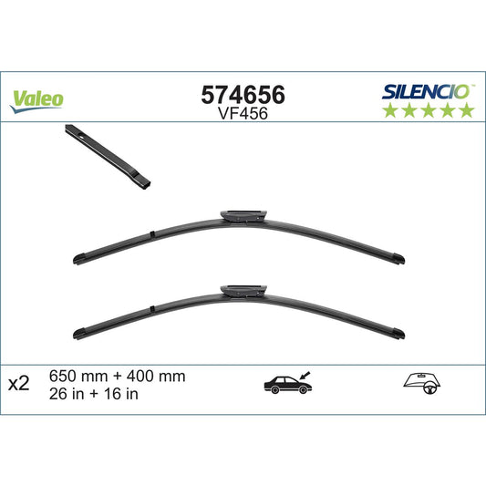Valeo Silencio Wiper Blade Set Front VF456 574656