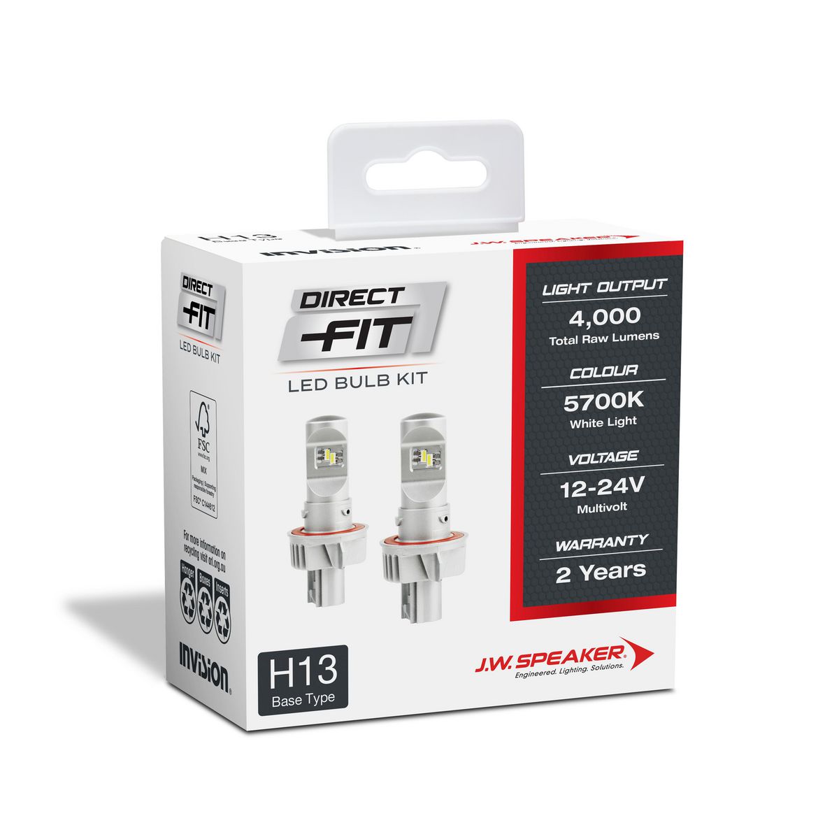 JW Speaker Speaker H13 LED Direct Fit Bulb Kit 12/24V 6000K 999013