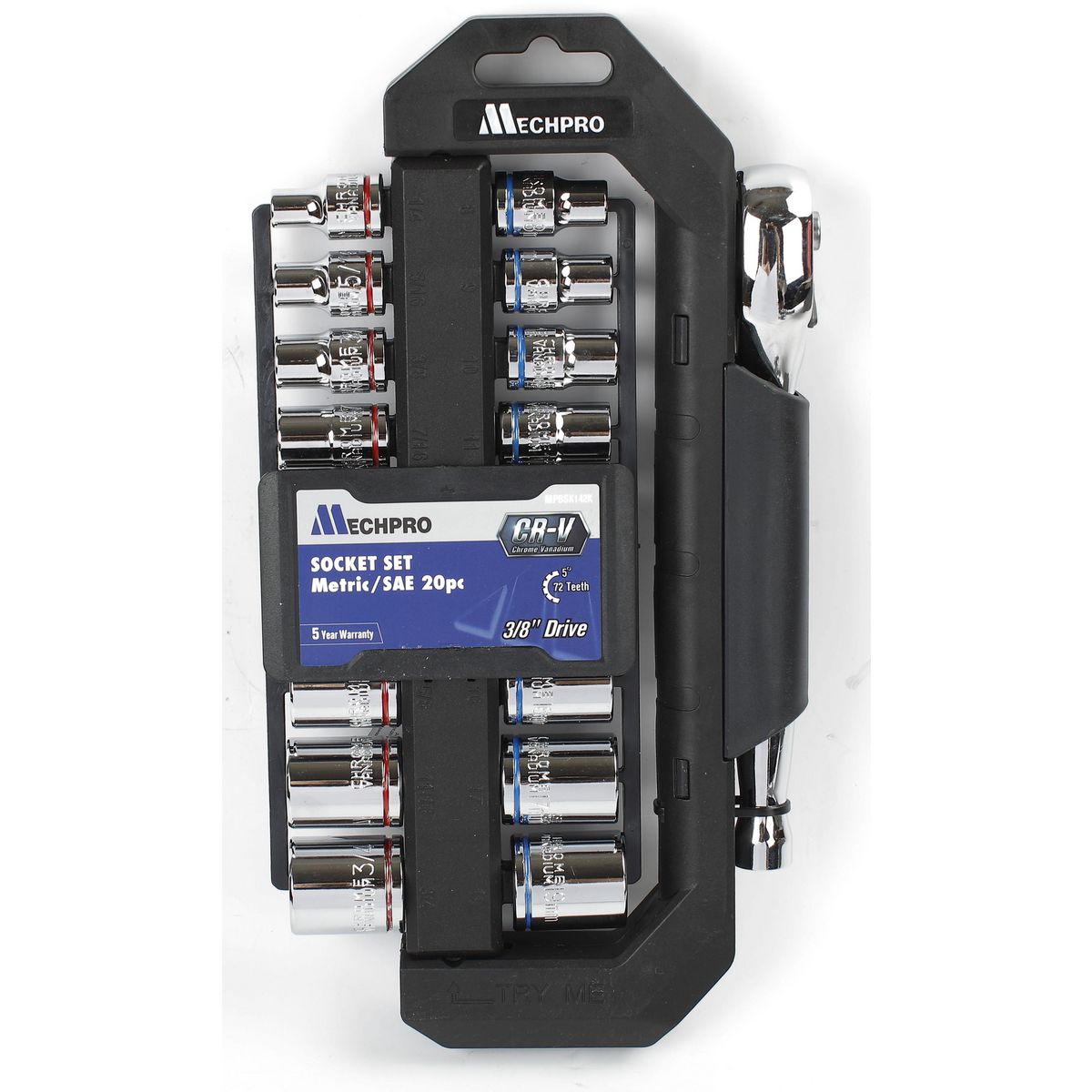 Mechpro Socket Set Metric/SAE 3/8In Drive 20pc