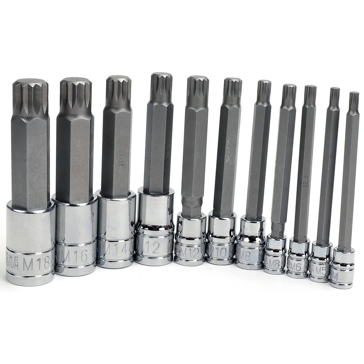 Mechpro Long Spline Socket Set 1/4In, 3/8In & 1/2In 11pc