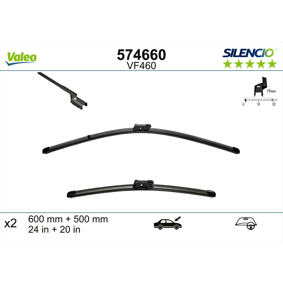 Valeo Silencio Wiper Blade Set Front VF460 574660