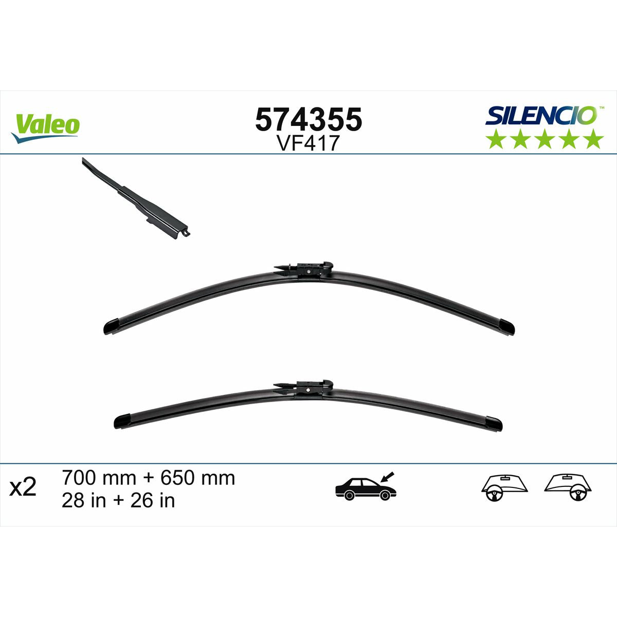 Valeo Silencio Wiper Blade Set Front VF417 574355