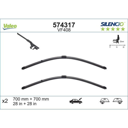 Valeo Silencio Wiper Blade Set Front VF408 574317
