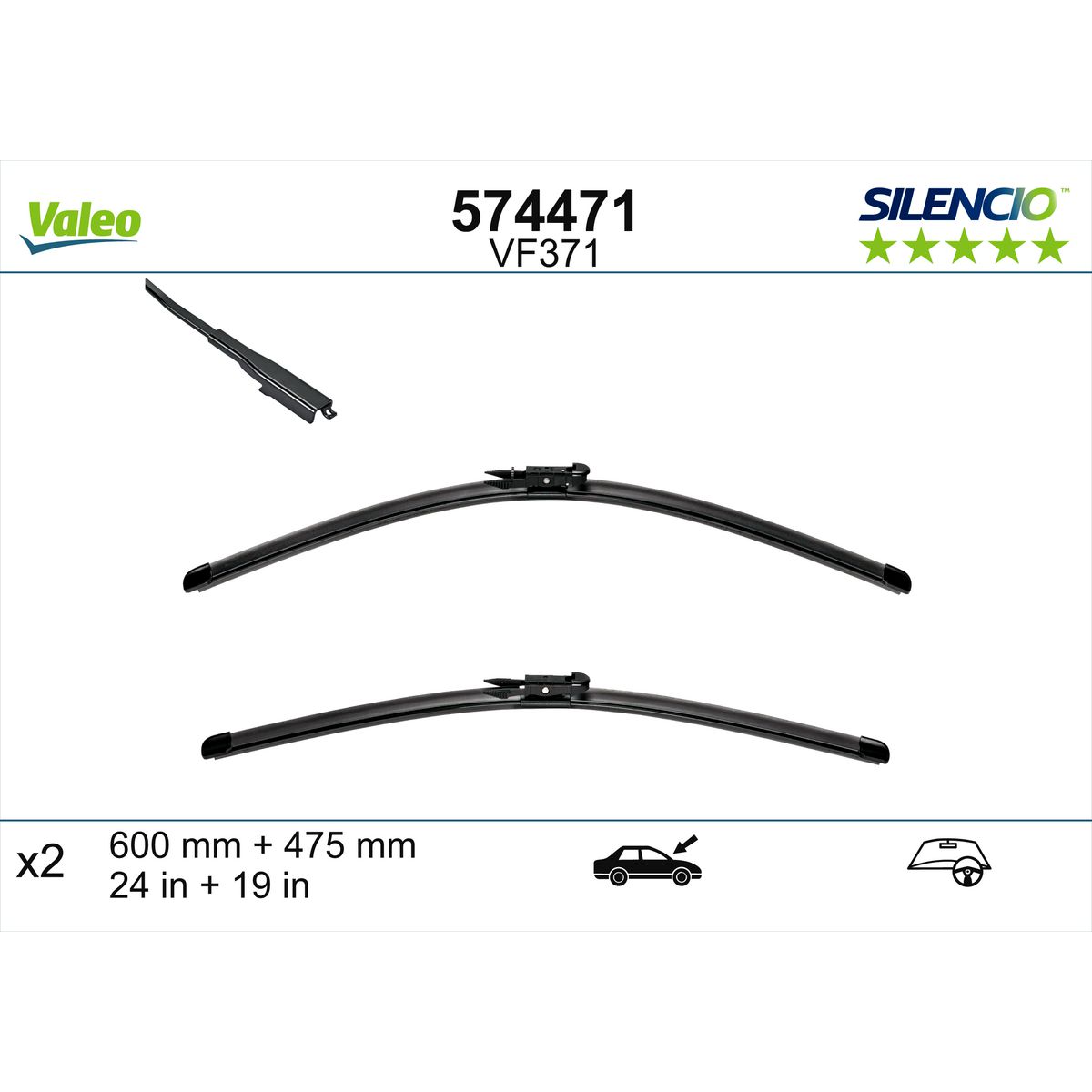 Valeo Silencio Wiper Blade Set Front VF371 574471