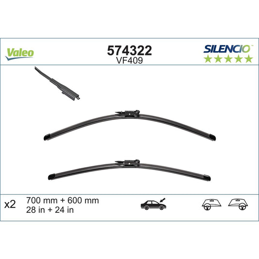 Valeo Silencio Wiper Blade Set Front VF409 574322