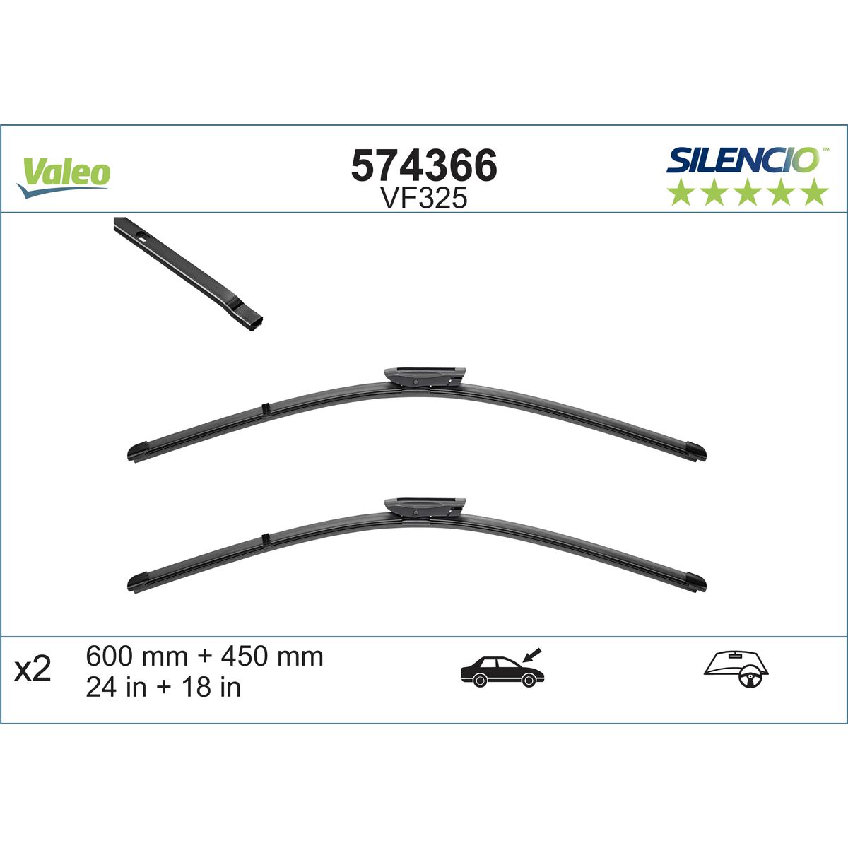 Valeo Silencio Wiper Blade Set Front VF325 574366