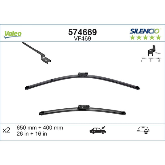 Valeo Silencio Wiper Blade Set Front VF469 574669