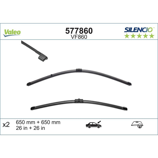 Valeo Silencio Wiper Blade Set Front VF860 577860