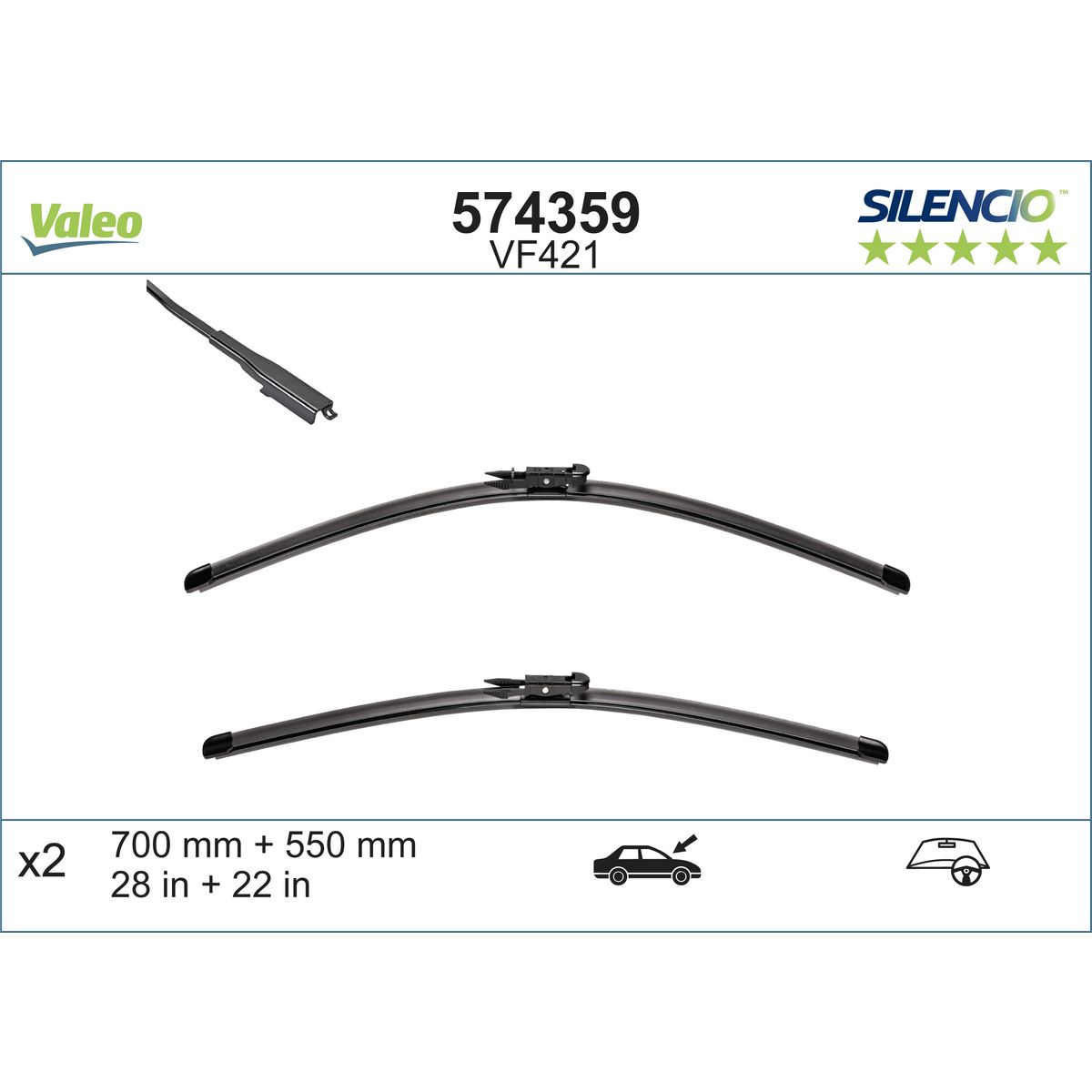 Valeo Silencio Wiper Blade Set VF421 574359