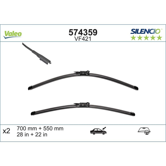 Valeo Silencio Wiper Blade Set VF421 574359