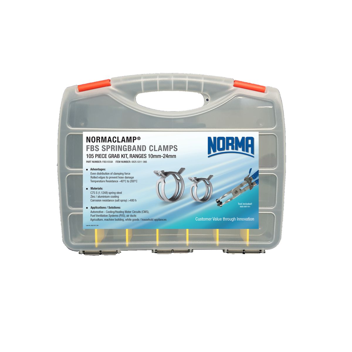 Norma Fbs Springband 105 Piece Grab Kit Pliers Included FBS105GK