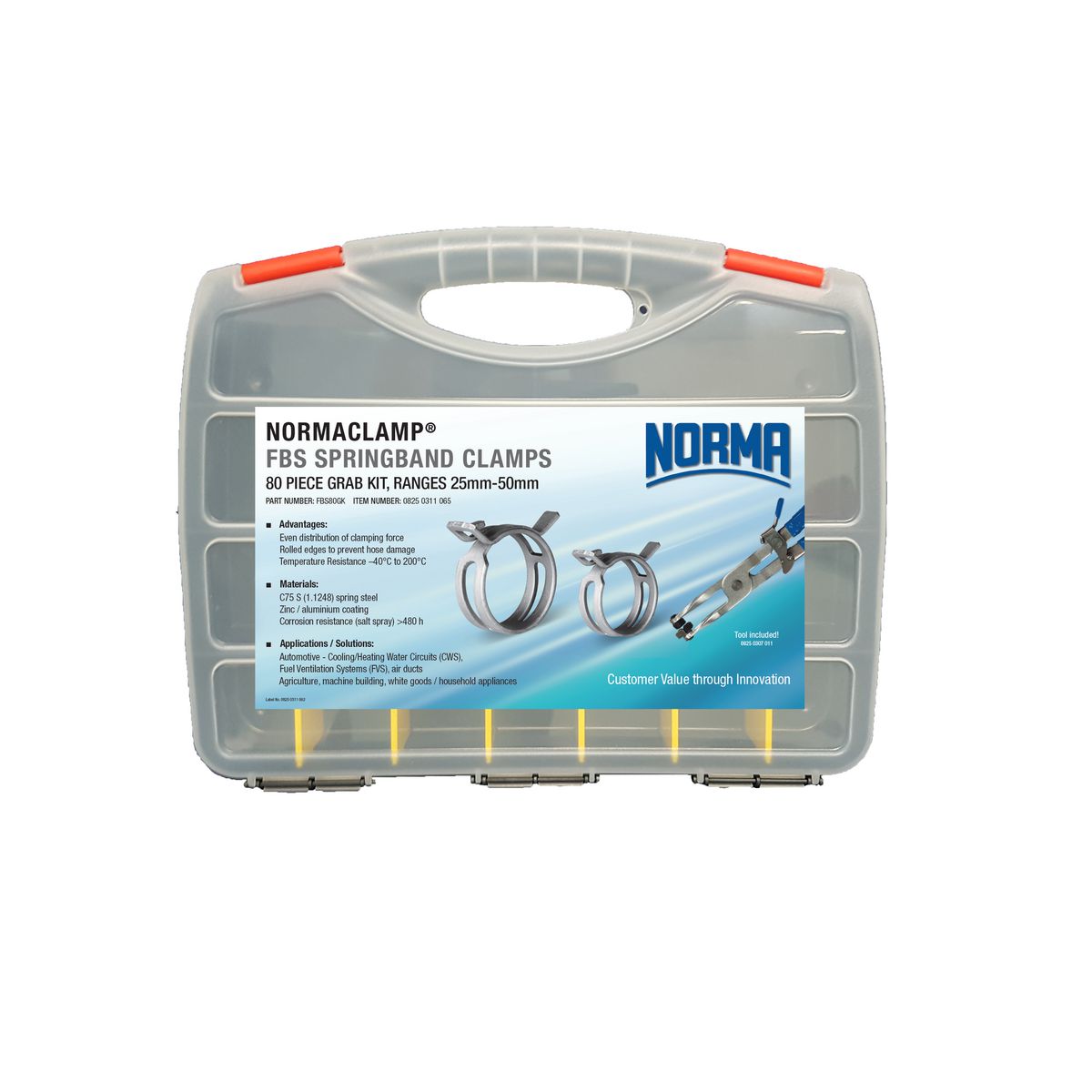 Norma Fbs Springband 80 Piece Grab Kit Pliers Included FBS80GK