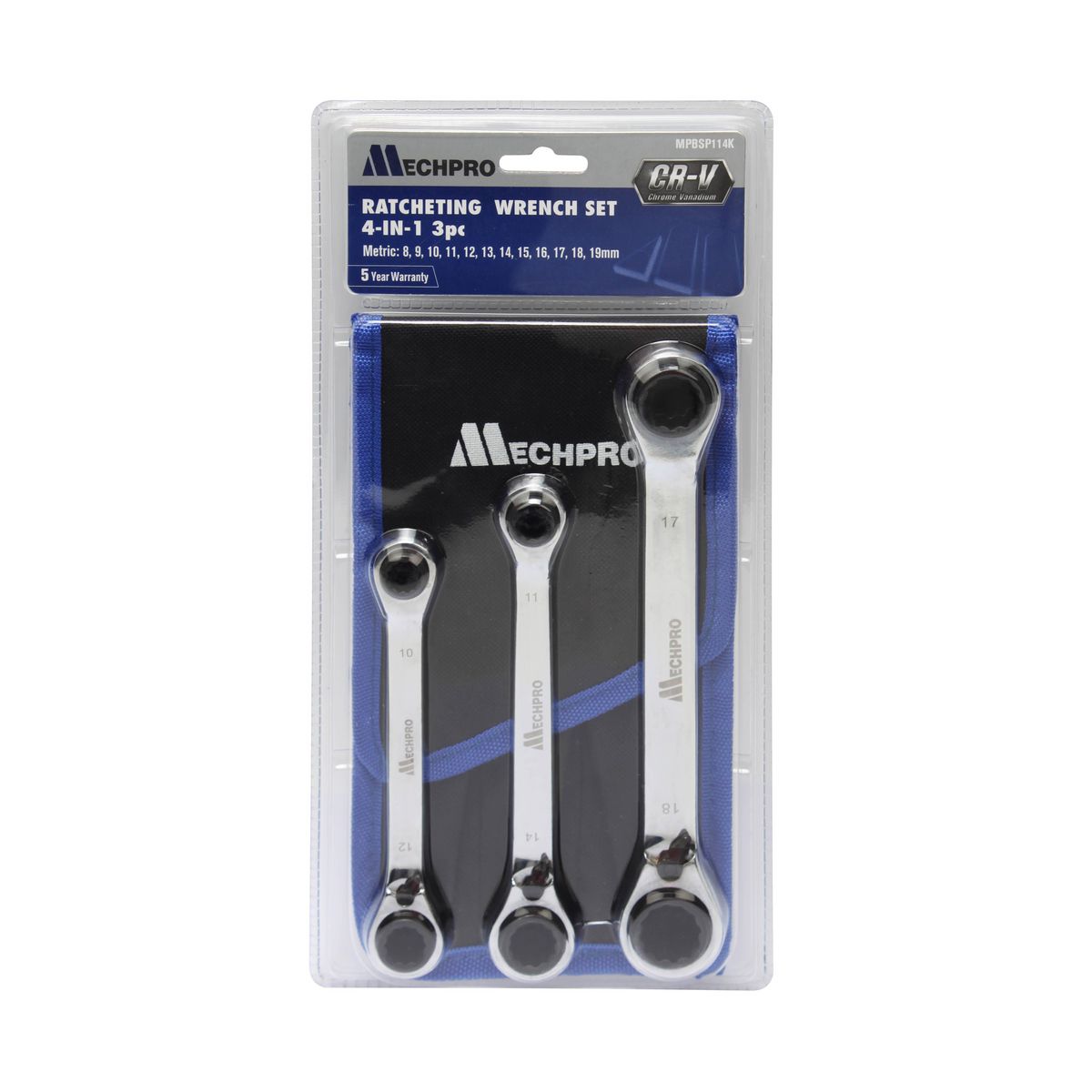 Mechpro 4-In-1 Ratchet Wrench Set Metric 3pc