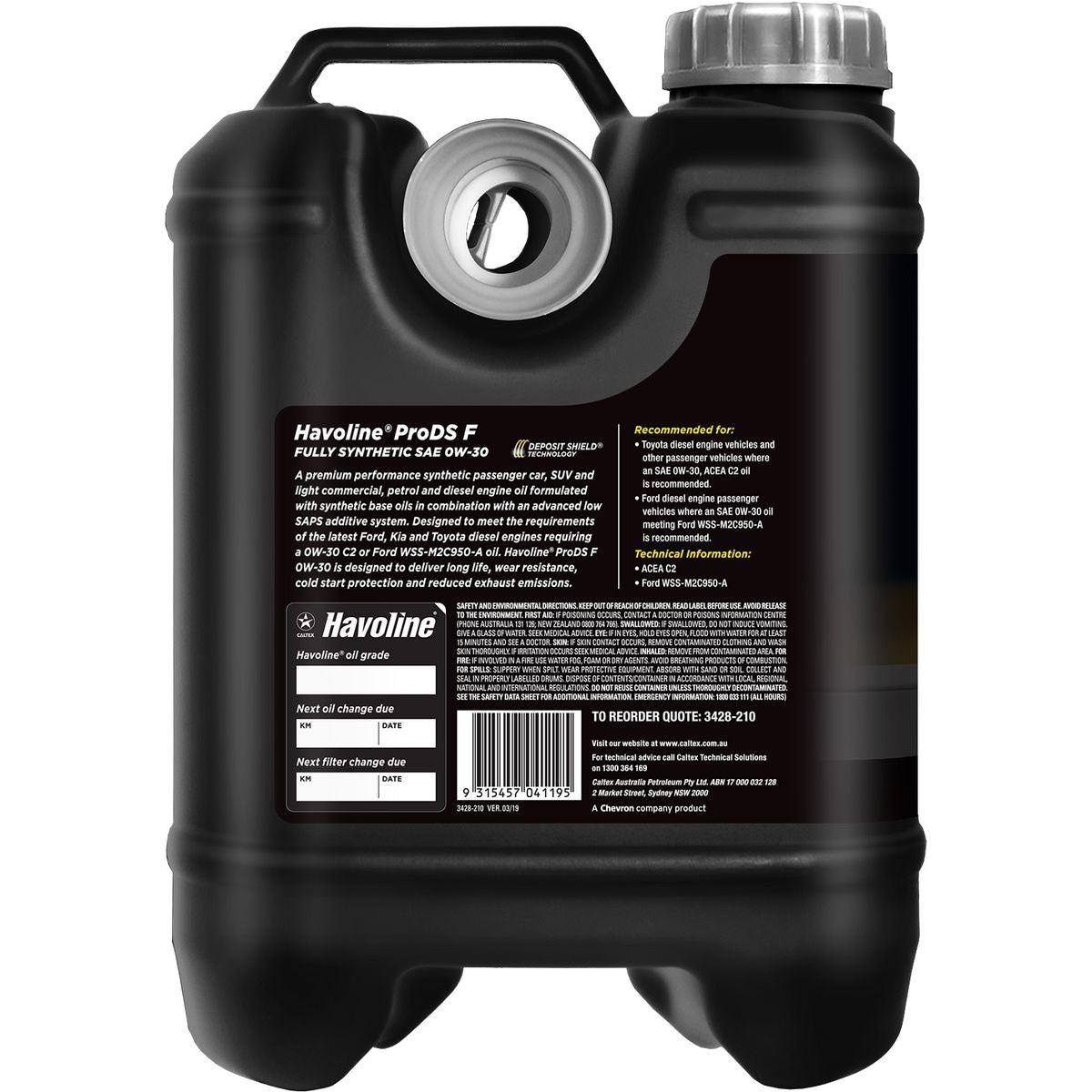 Caltex Havoline ProDS F SAE 0W-30 Engine Oil 10L 3428-210