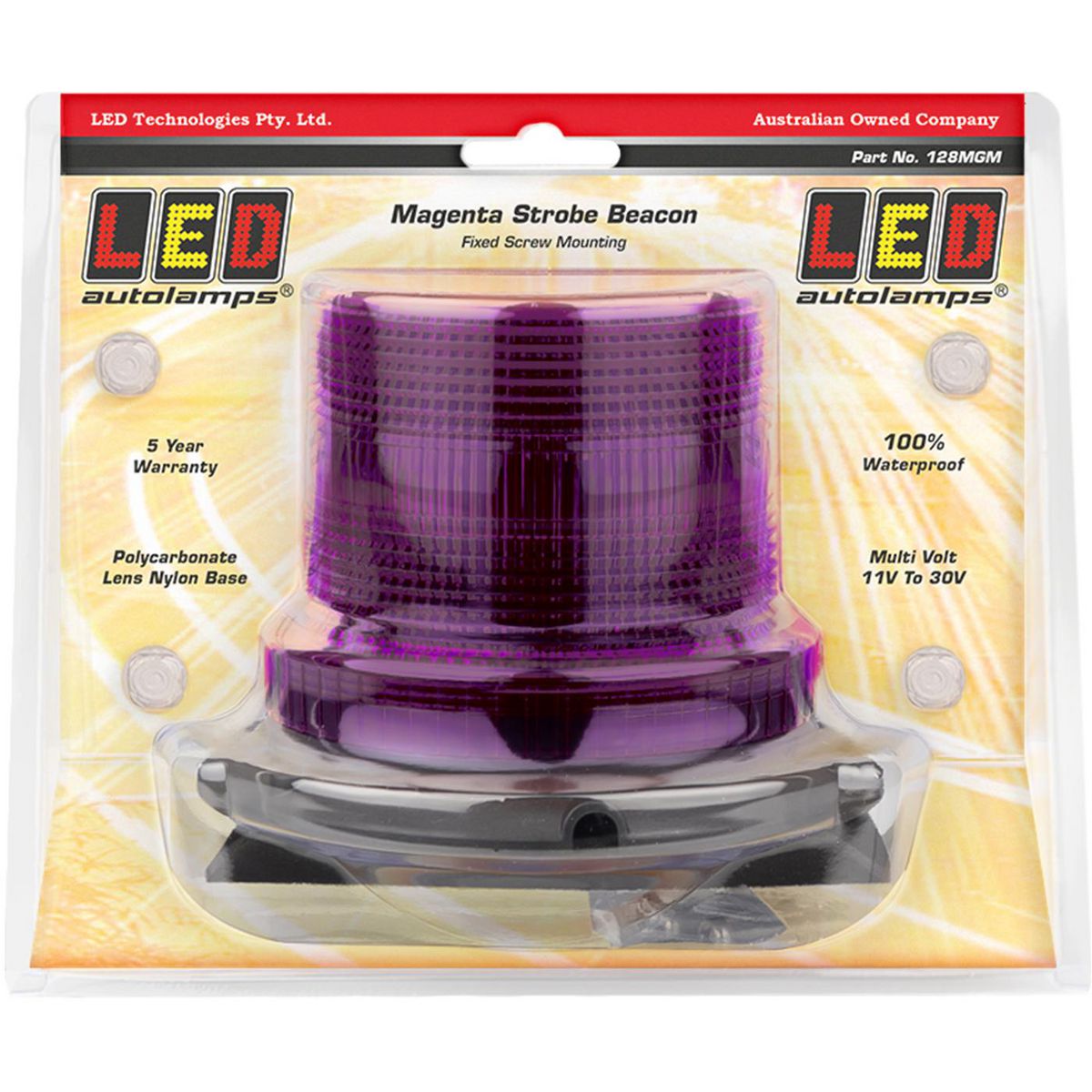 LED Autolamps Beacon Light LED Magenta IP67 11/30V 128MGM