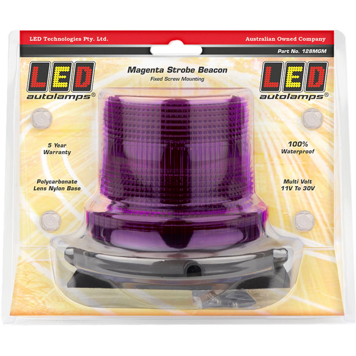 LED Autolamps Beacon Light LED Magenta IP67 11/30V 128MGM
