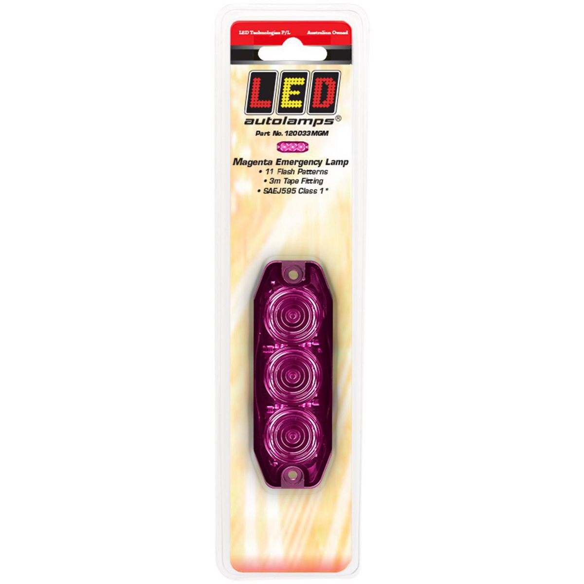 LED Autolamps Magento Emergency Lamp SAE J595 Class 1 89mm  with Tape Fitting 120033MGM
