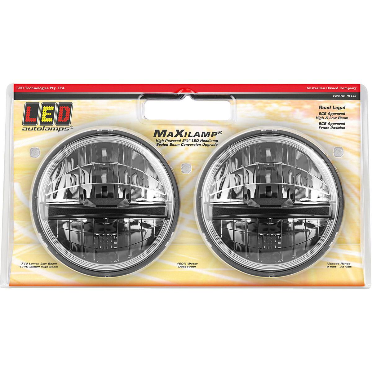 LED Autolamps 5 3/4" Headlight High/Low/Front 3 Pin Plug Twin Pack HL146