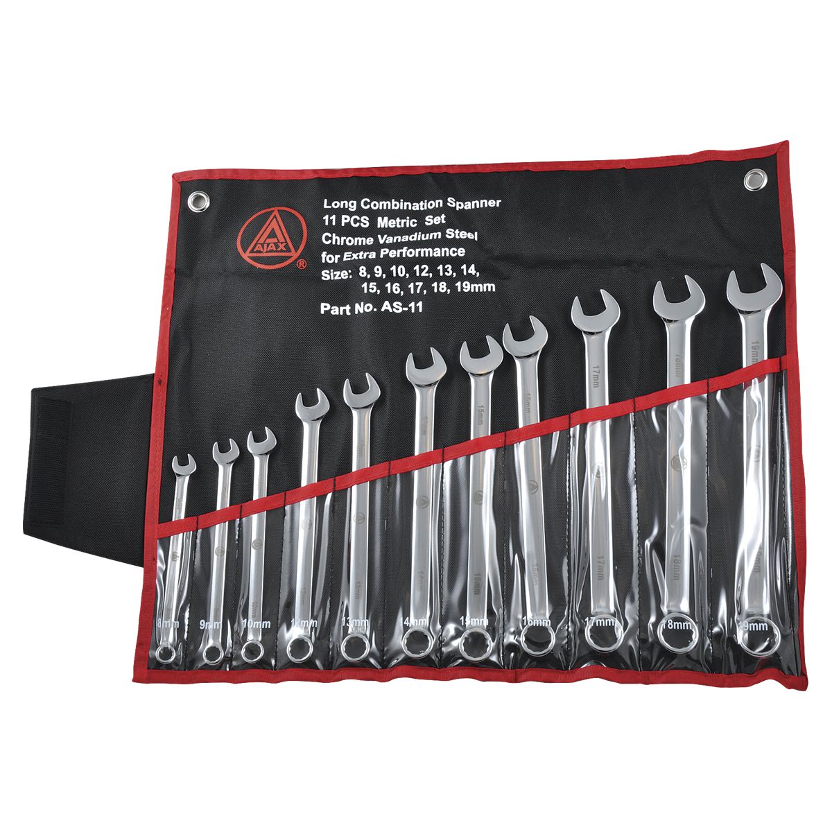 Ajax Long Comb Wrench Set Met (11 Pce) AS-11