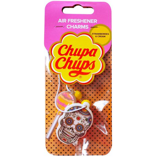 Chupa Chups Car Air Freshener Charms Sugar Skull Strawberry & Cream Fragarence 3402314