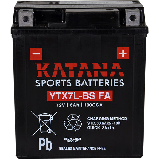 Katana 12V 6Ah Motorcycle Battery YTX7L-BS FA 151014