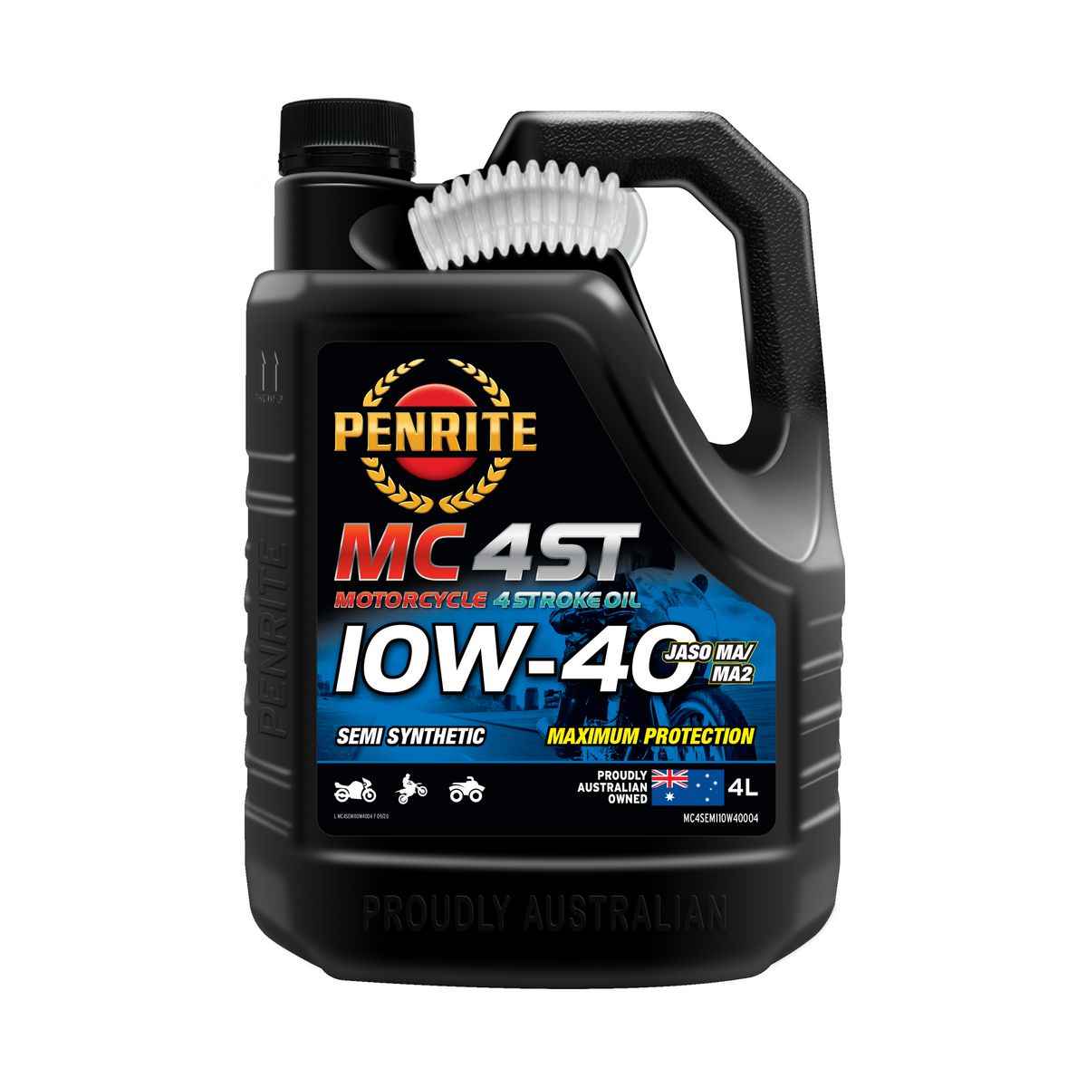 Penrite MC 4ST SAE 10W-40 Semi-Synthetic Engine Oil 4L MC4SEMI10W40004