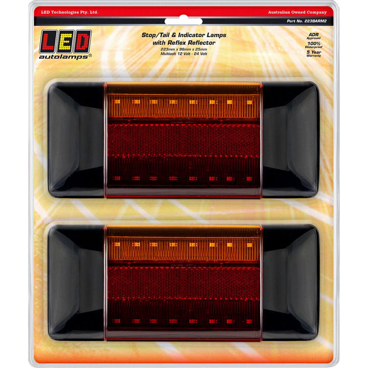 LED Autolamps Stop/Tail/Indicator/Reflector Light LED Black Caps 12-24V 223BARM2
