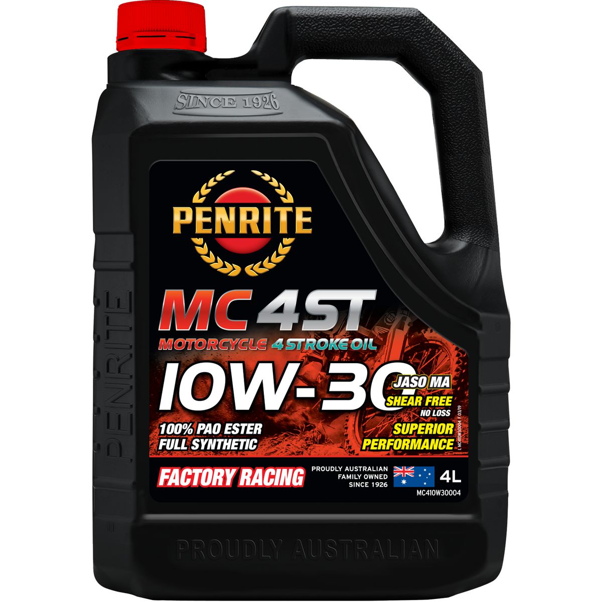 Penrite MC 4ST 4 Stroke Motorcycle Oil 100% PAO & Ester 10W-30 4L MC410W30004