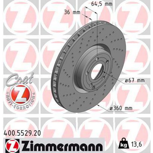 Zimmermann OE Coat Z Brake Rotor Single 360mm Front 400.5529.20