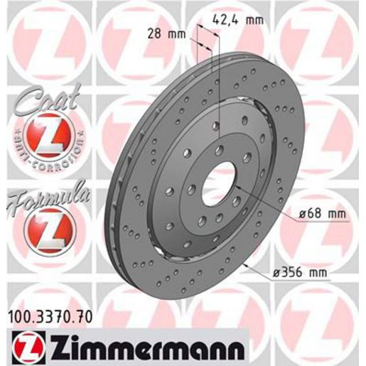 Zimmermann Formula Z Brake Rotor Single 356mm Rear 100.3370.70