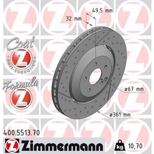 Zimmermann Formula Z Brake Rotor Single 361mm Front 400.5513.70