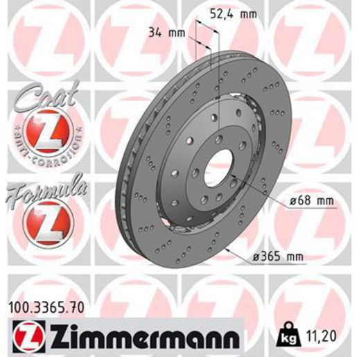 Zimmermann Formula Z Brake Rotor Single 365mm Front 100.3365.70