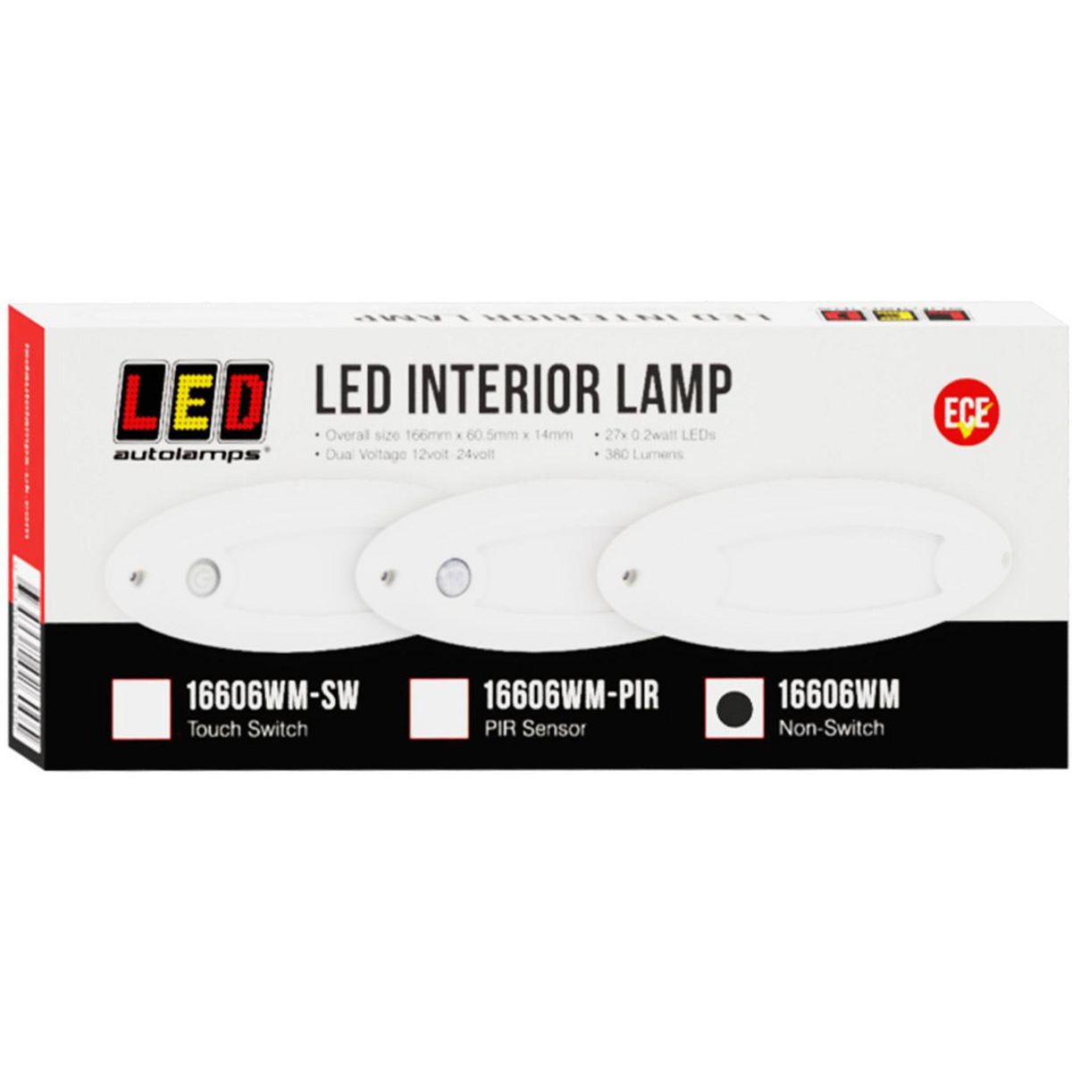 LED Autolamps Small Interior/Exterior Lamp with Aluminium Base White Oval 240 Effective Lumens 166mm 10-30V 16606WM
