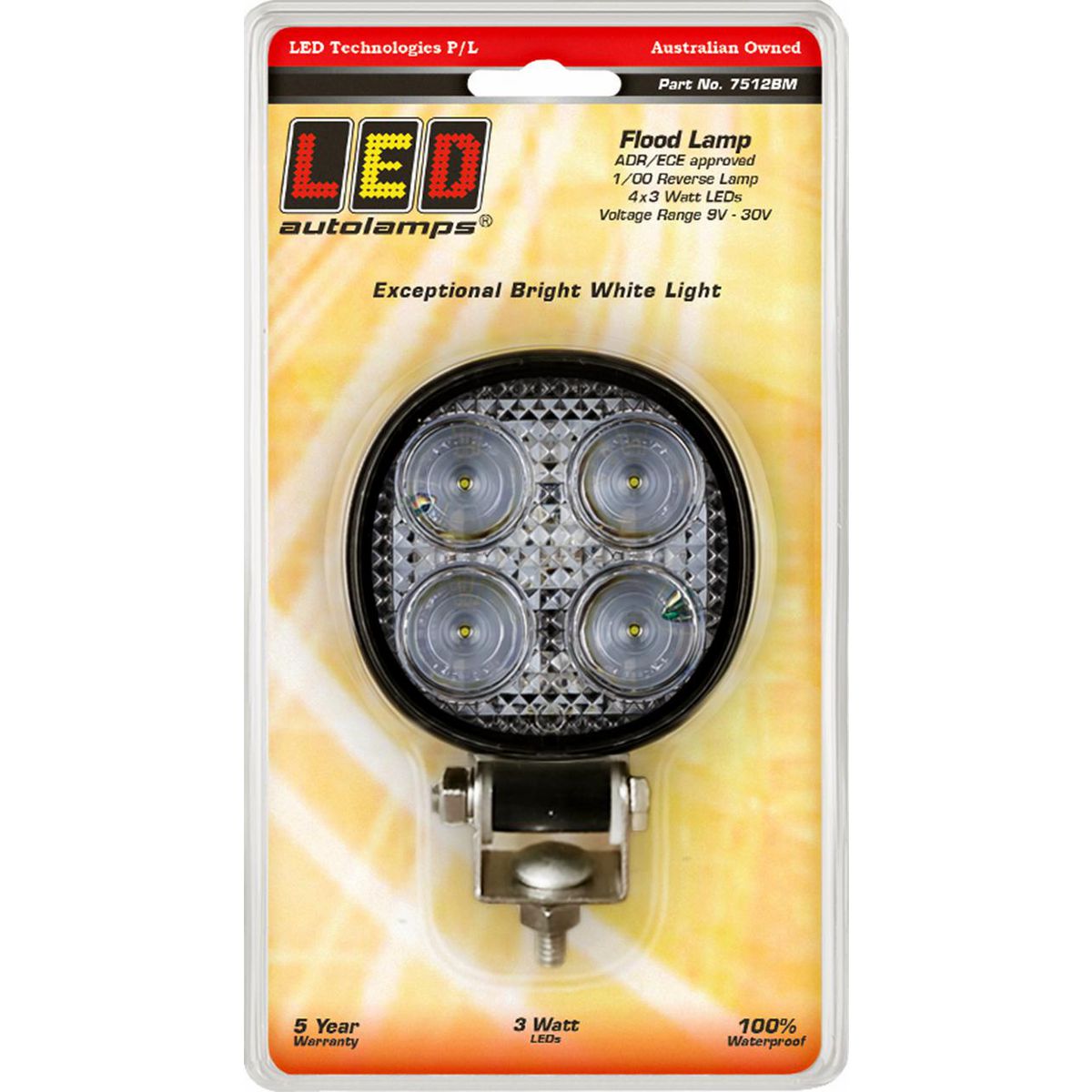 LED Autolamps Work/Reverse Lamp Round 12/24V 12W 7512BM