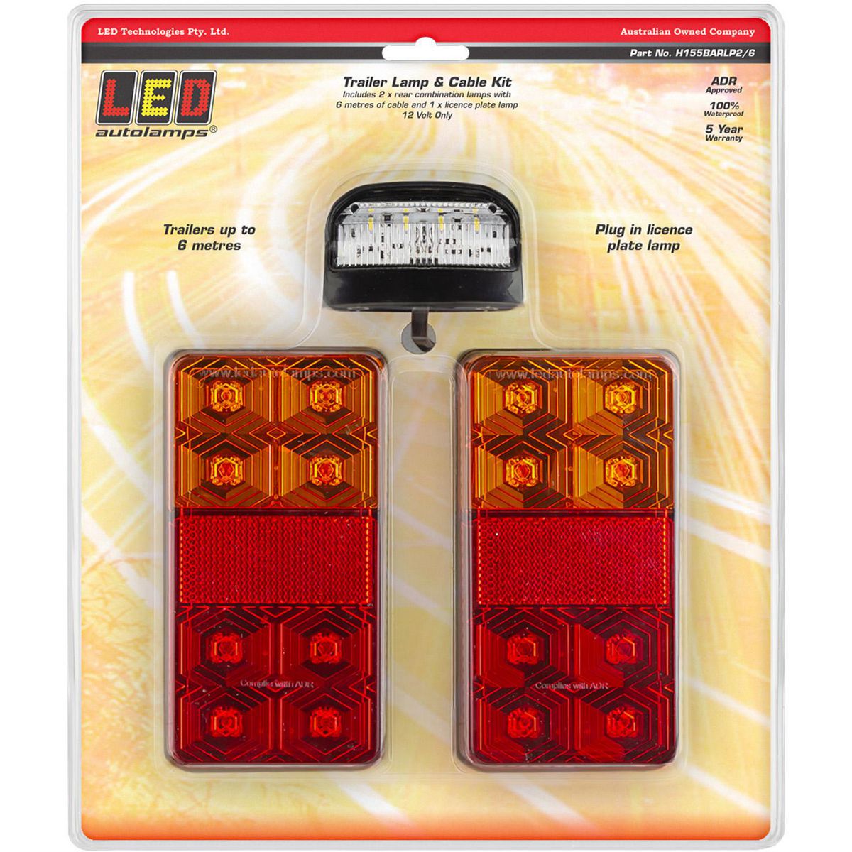 LED Autolamps Stop/Tail/Indicator/Reflector LED Trailer Light Kit with Plug In License Plate Lamp H155BARLP2/6