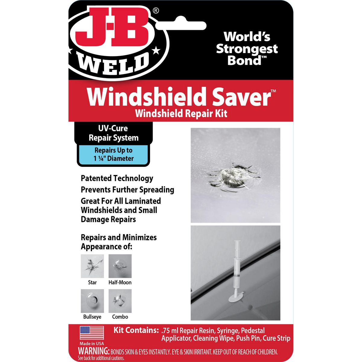 J-B Weld Windshield Saver Glass Repair Kit 57g 2100