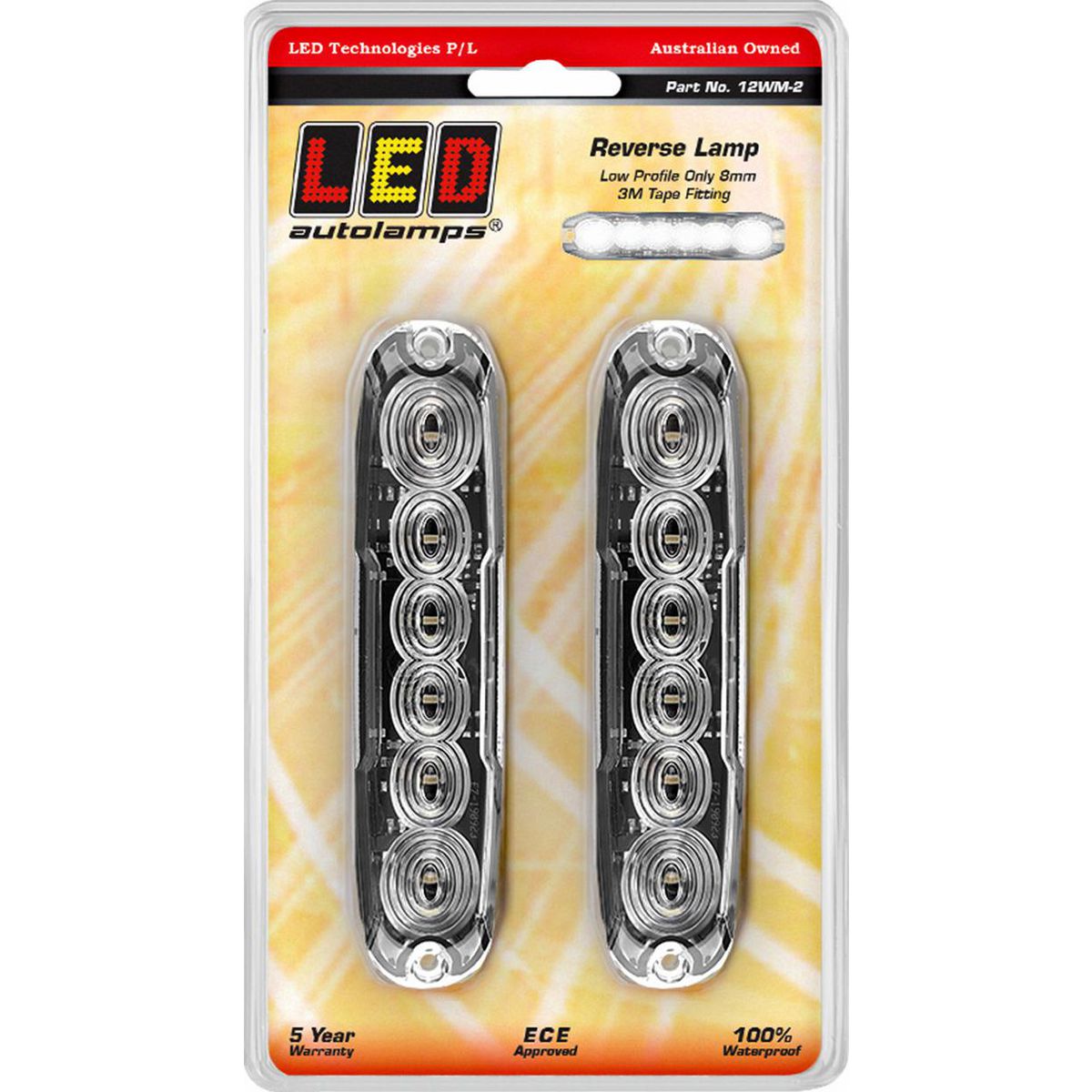 LED Autolamps Reverse LED Lamp 12/24V Screw Surface Mount Blister Pack 12WM-2