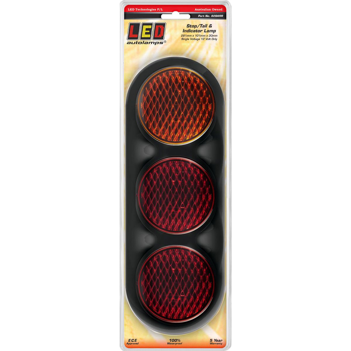 LED Autolamps Stop/Tail/Indicator LED Light 12V Black Bracket 281x101x30mm 82BARR