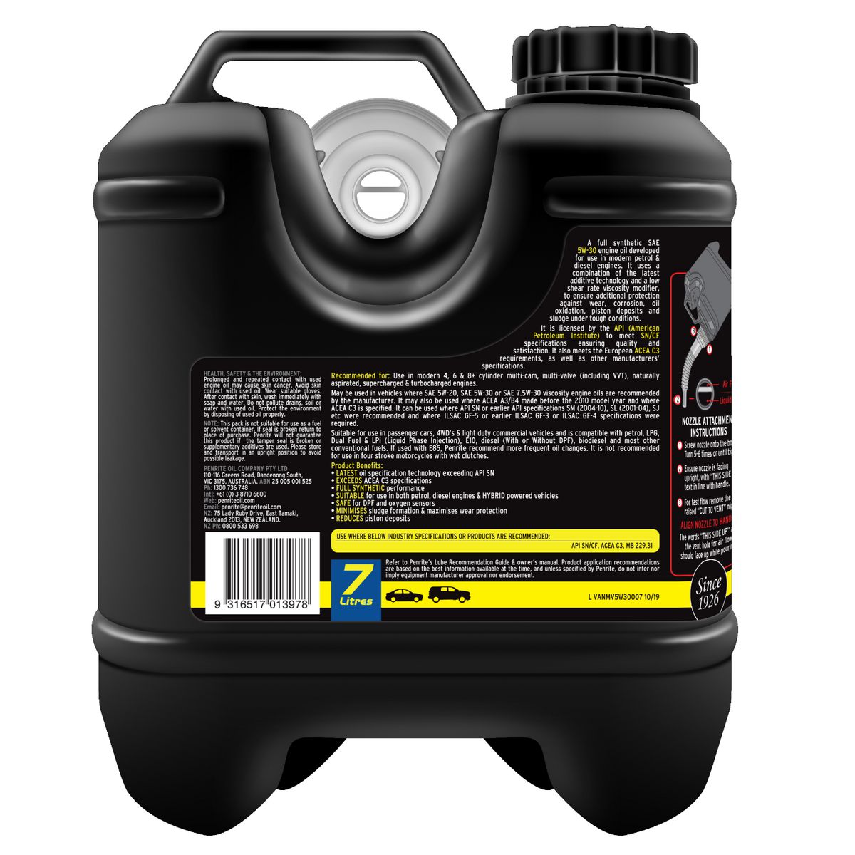 Penrite Vantage MV 5W-30 Synthetic Engine Oil 7L VANMV5W30007