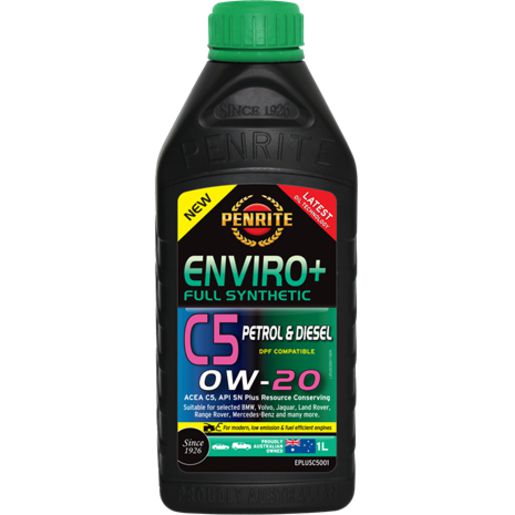 Penrite Enviro+ C5 SAE 0W-20 Synthetic Engine Oil 1L EPLUSC5001