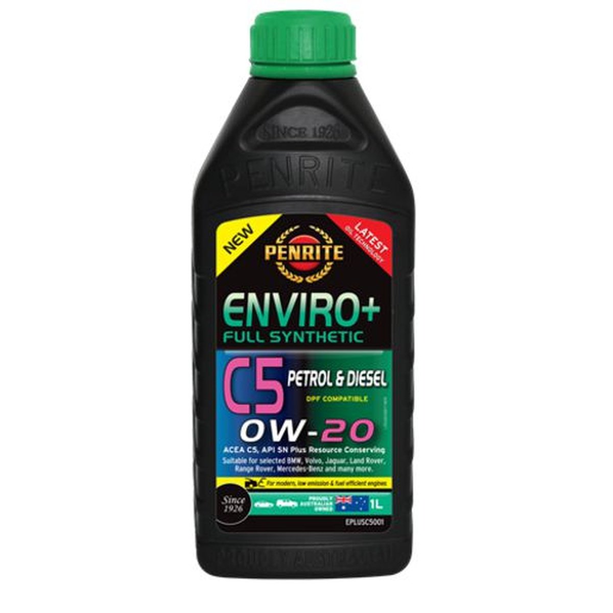 Penrite Enviro+ C5 SAE 0W-20 Synthetic Engine Oil 1L EPLUSC5001