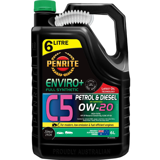 Penrite Enviro+ C5 SAE 0W-20 Synthetic Engine Oil 6L EPLUSC5006