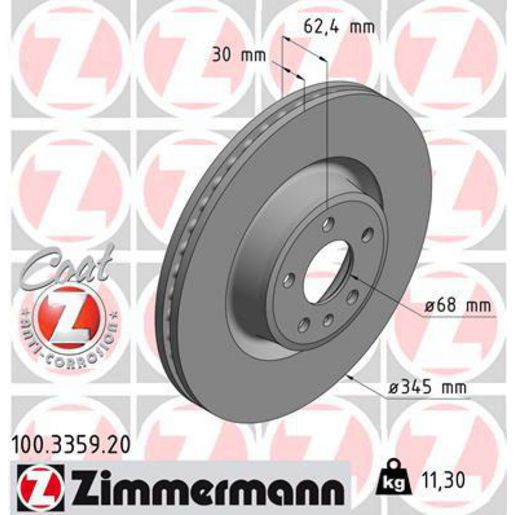 Zimmermann OE Coat Z Brake Rotor Single 345mm Front 100.3359.20