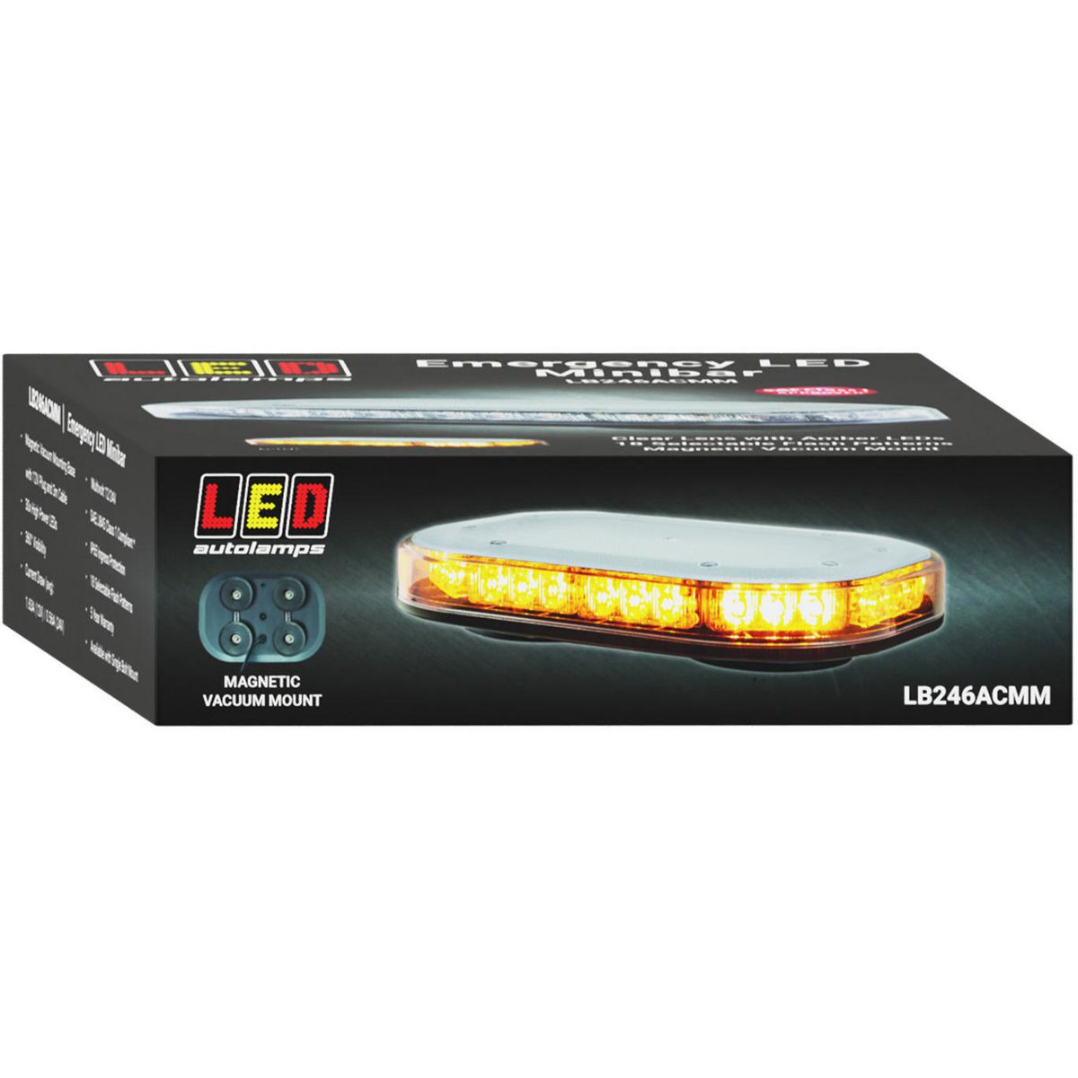 LED Autolamps Emergency Mini Light Bar Amber LED with Clear Lens LB246ACMM
