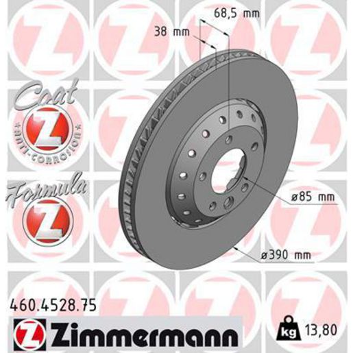 Zimmermann Formula Z Brake Rotor 390mm Front LH 460.4528.75