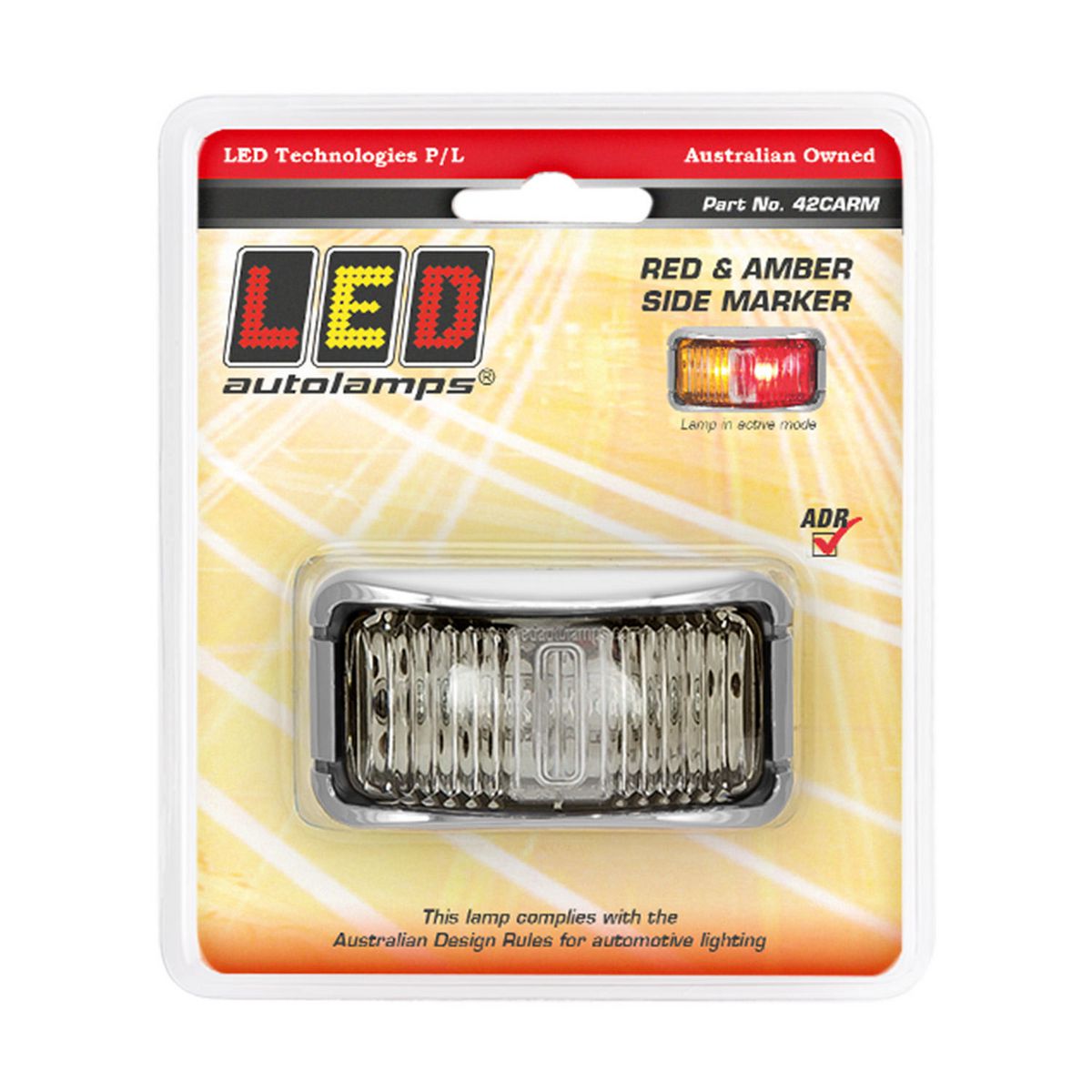 LED Autolamps Side Marker with Chrome Base Red/Amber 74x38x35mm Multi-volt 42CARM