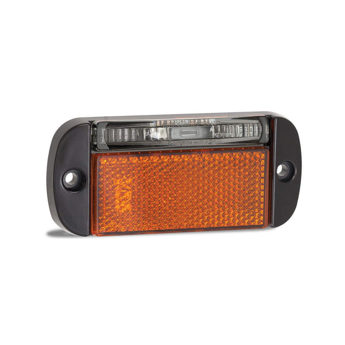LED Autolamps Side Marker with Reflector and Black Base R/H Side Red/Amber 100 x 44mm 12-24V 44ARMRB