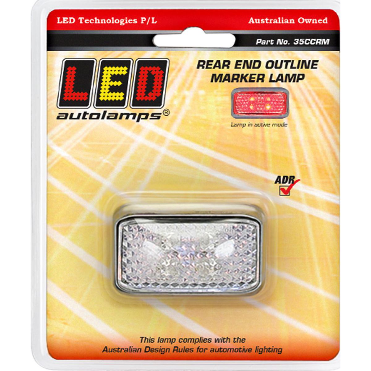 LED Autolamps Chrome Series Rear Marker with 30cm Cable Red with Clear Lens 58x35x21mm 10-30V 35CCRM